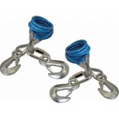 (image for) 68" Tow Bar Safety Cables 6000 lb Double Hook Coiled #643-2 - Click Image to Close