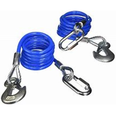 (image for) 68" Tow Bar Safety Cables 6000 lb Single Hook Coiled #643 - Click Image to Close